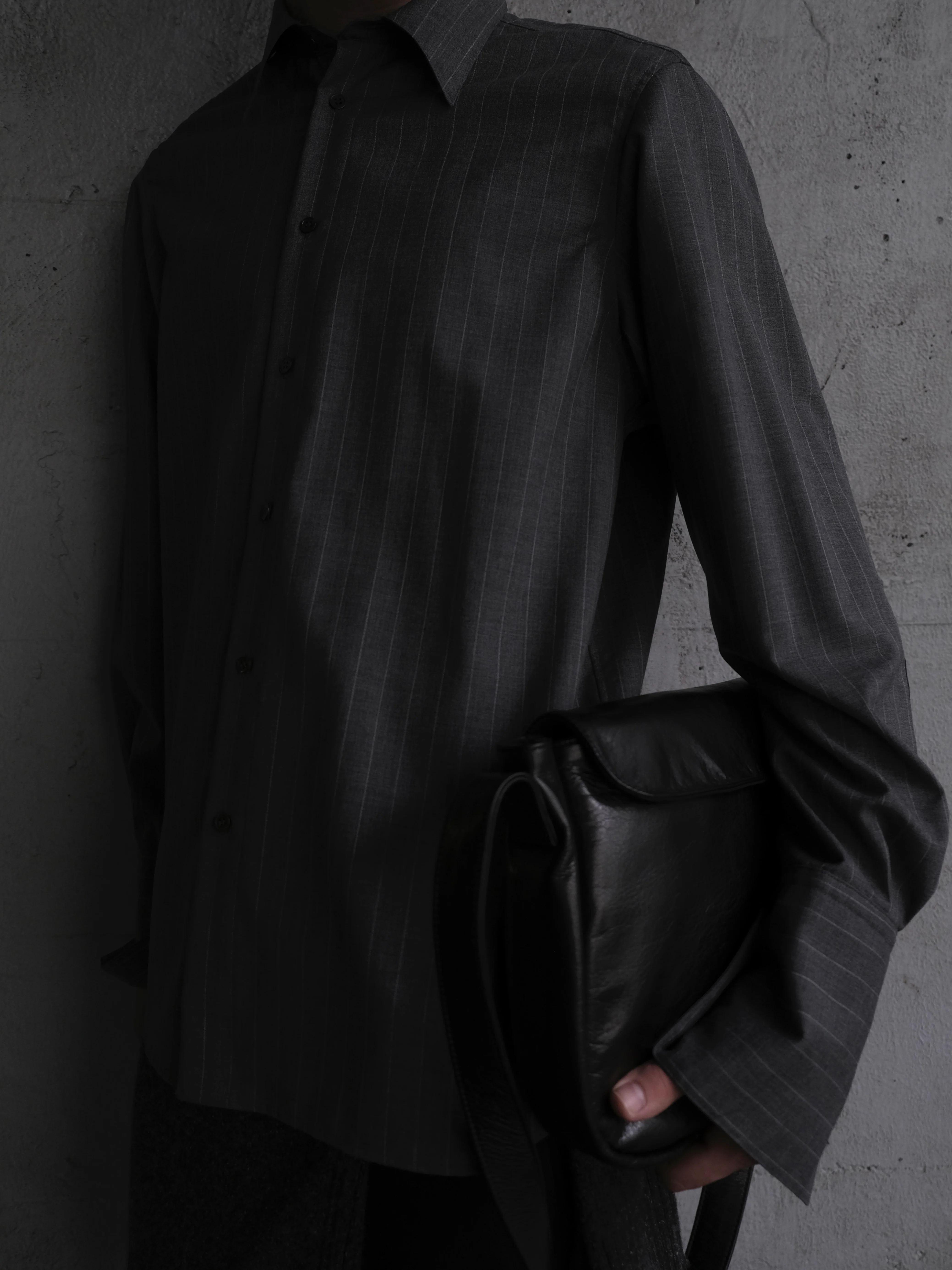 Double Cuff Pinstripe Shirt in Wool - Image 3