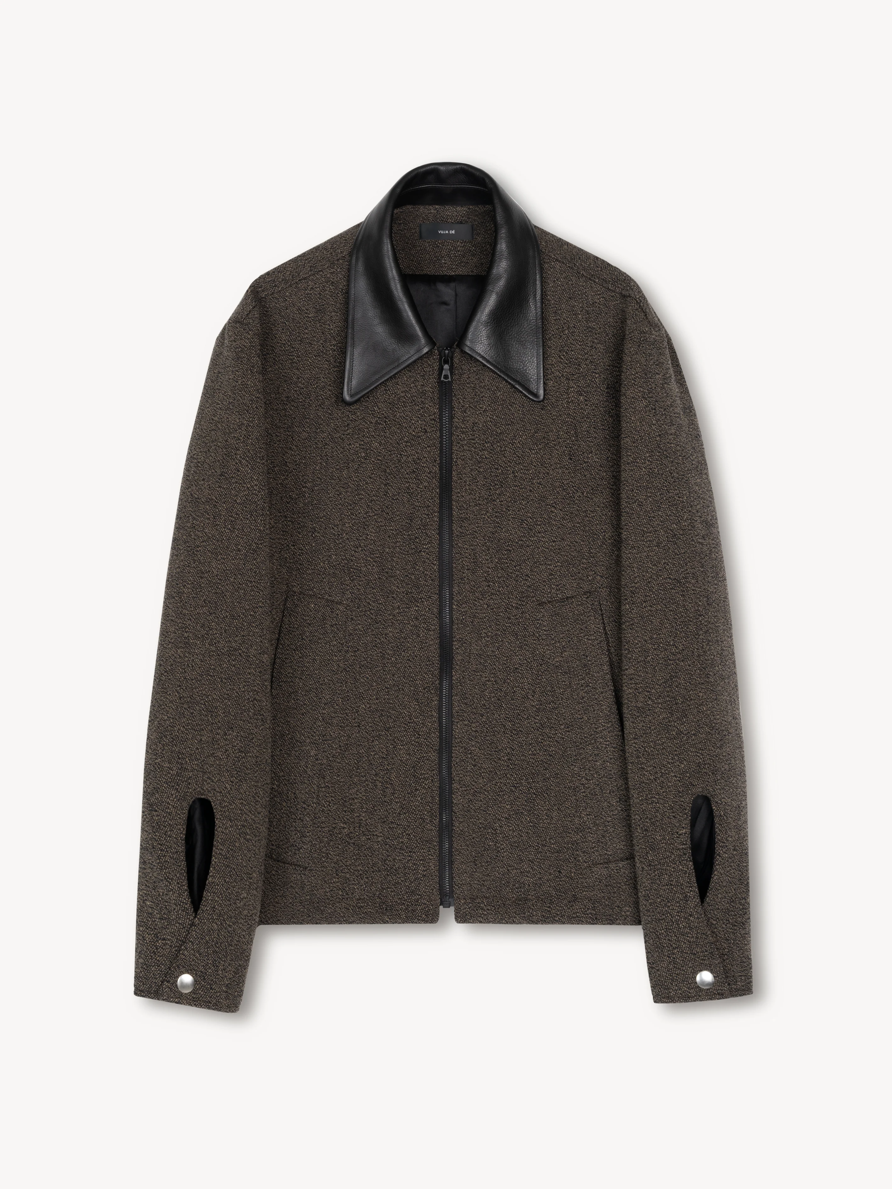 Relaxed Jacket in Wool/Leather